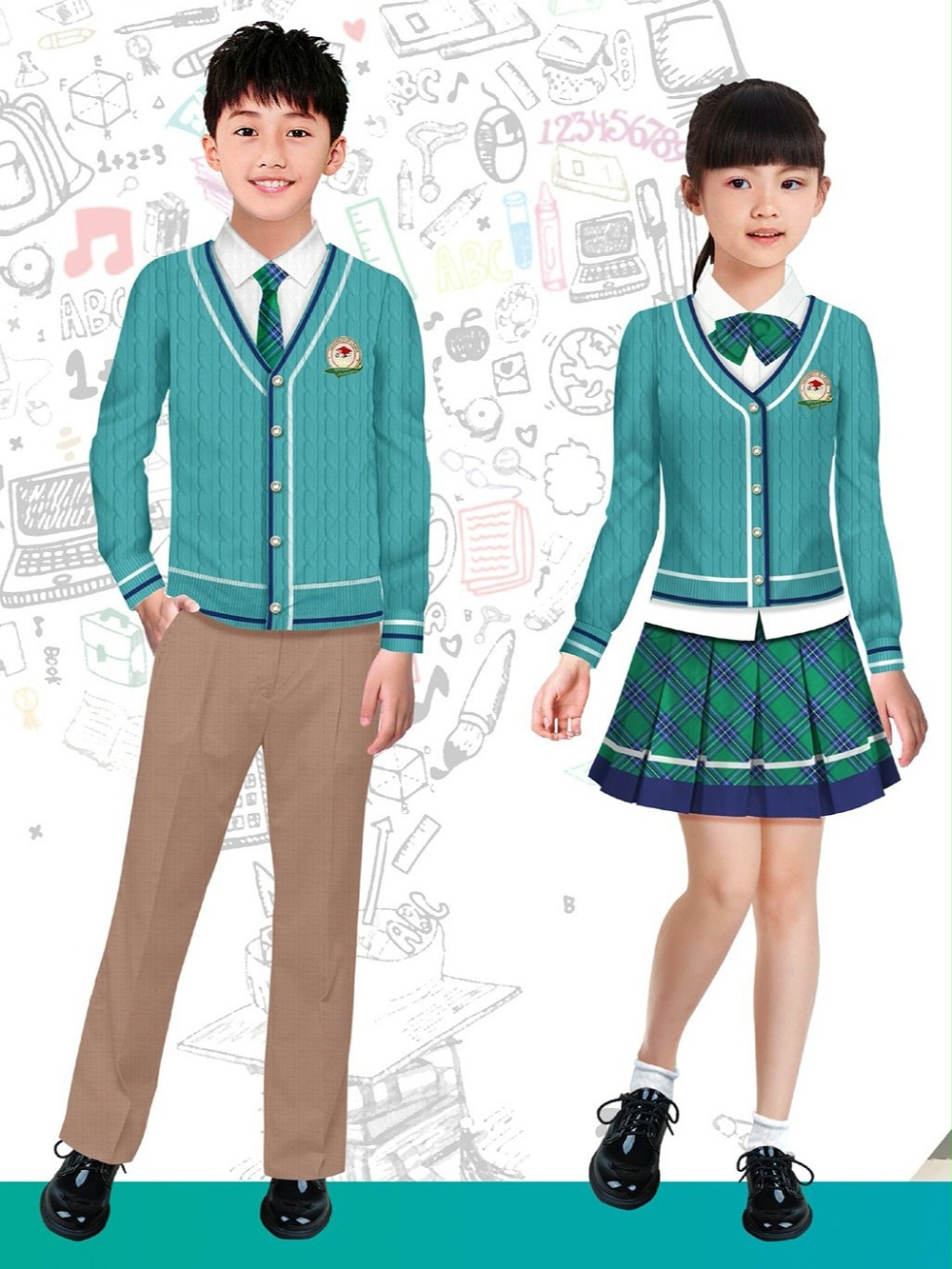 4款春秋季中小学生校服 外国语学校校服 公立私立学校校服