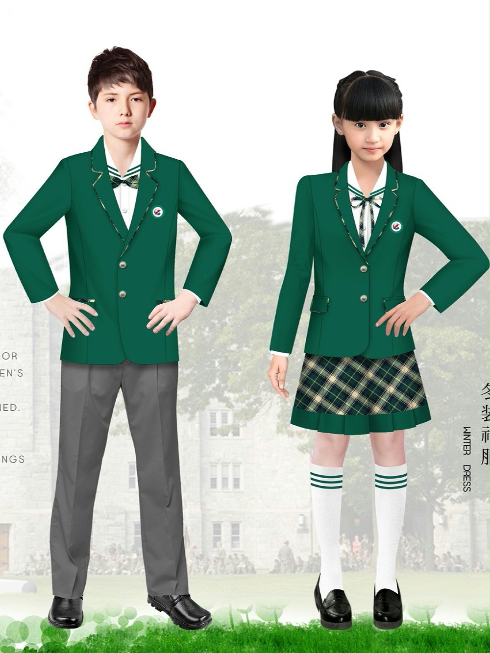 小学生校服冬季  实验小学的校服  小学校服冬装