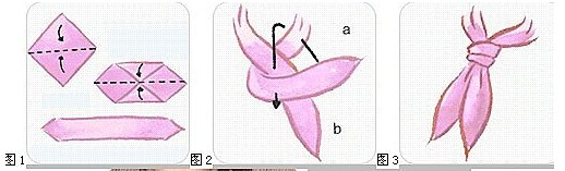工作服丝巾系法二：竹叶结系法
